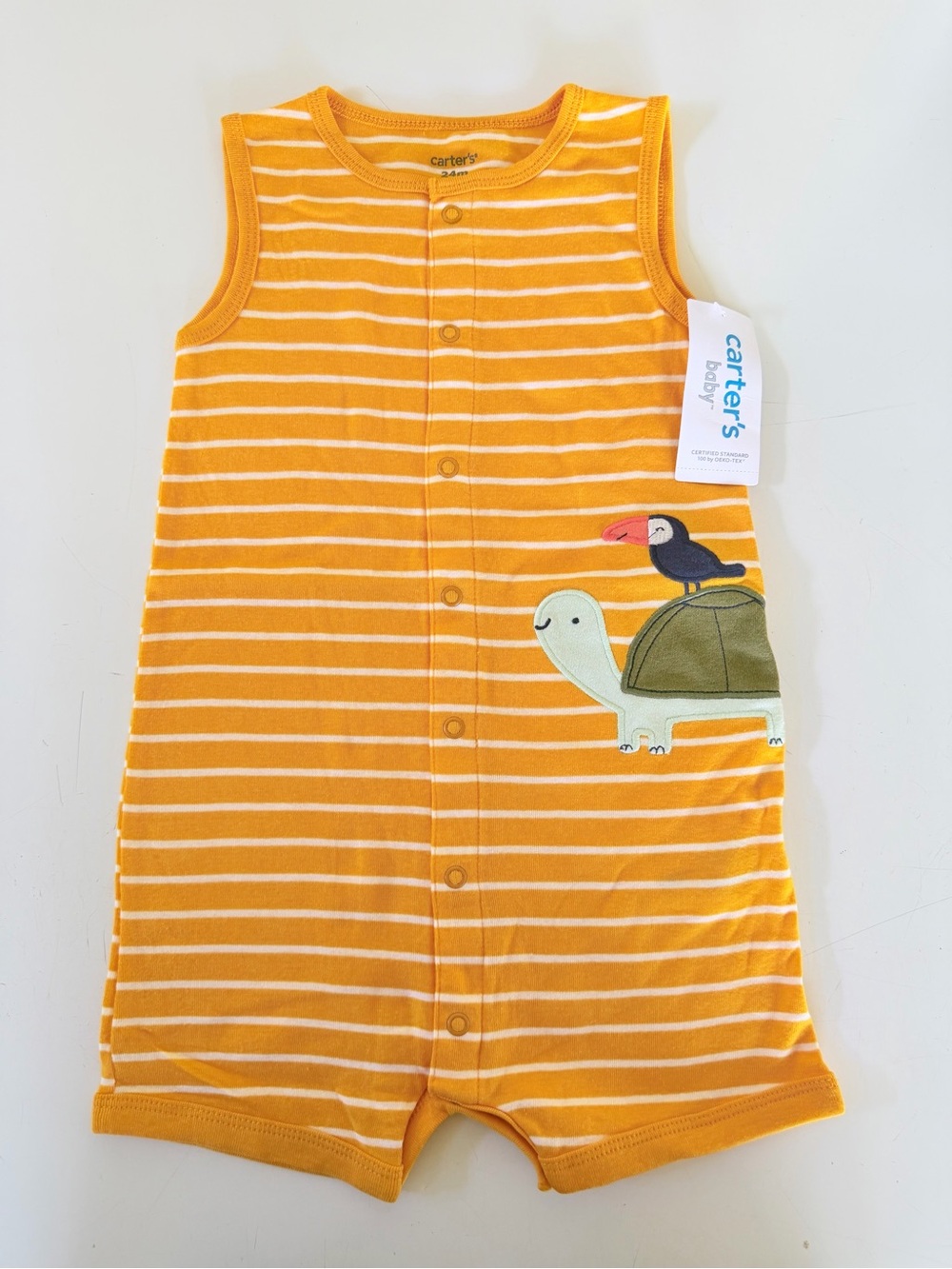 Carter's Orange & White Striped Sleeveless Sleep Sack with Turtle & Toucan